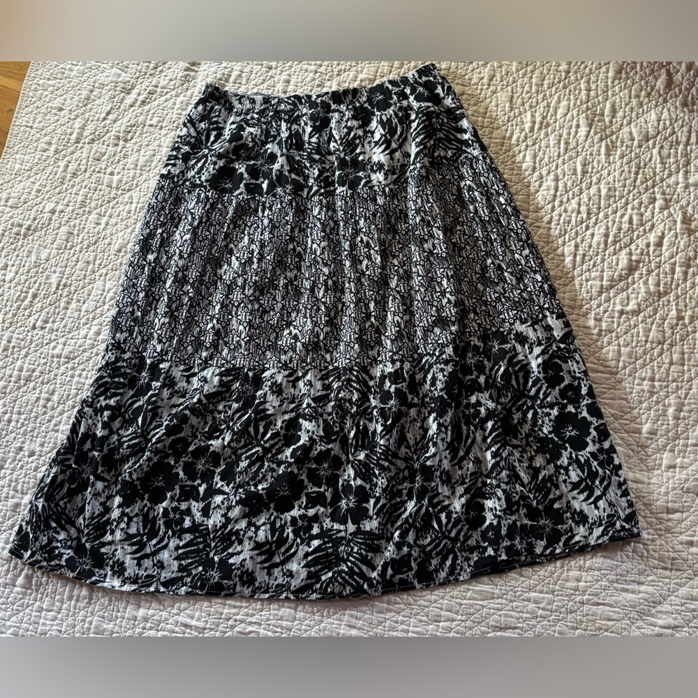 Basic Editions Tiered Maxi Skirt Black & White Boho Peasant Gypsy Hippie Sz XL